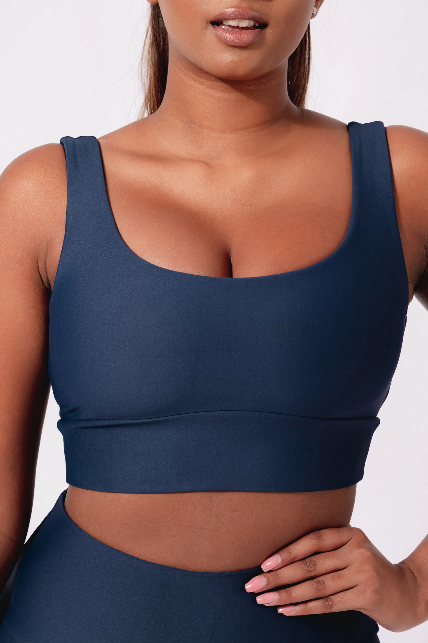 Dark Navy Performance - Scoop Neck Comfort Crop Top