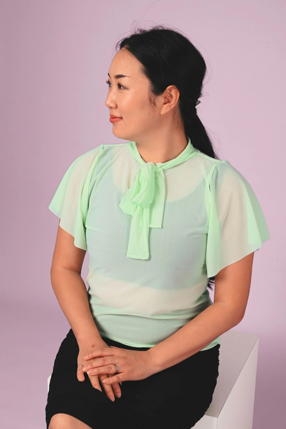 Mint Net - Boss Bish Blouse W/ Flutter Sleeve