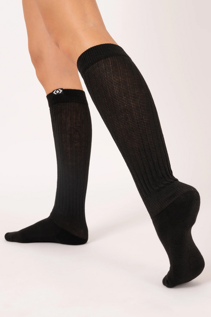 Black - Knee Grazer Scrunchie Socks