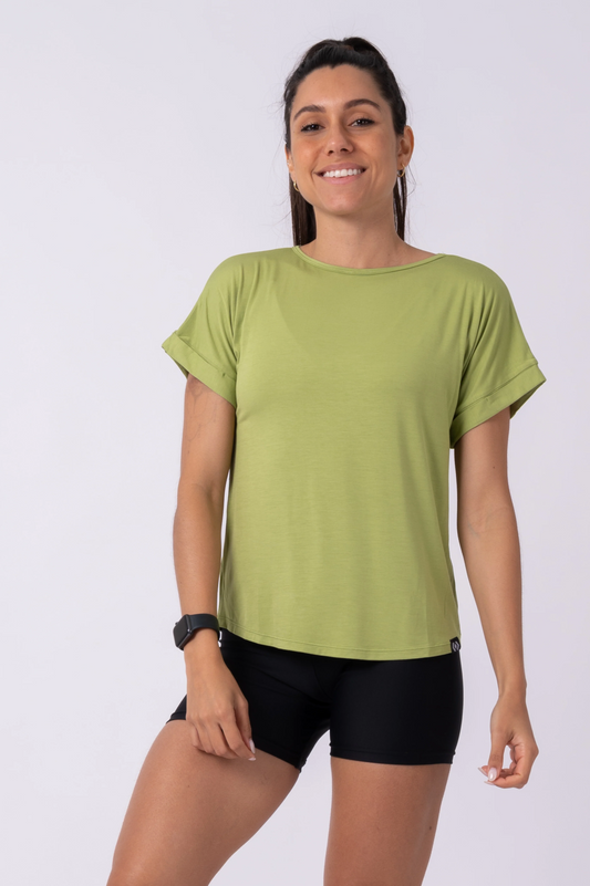 Avocado Green Slinky To Touch - Cuffed Sleeve Tee