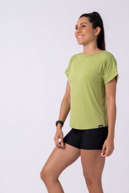 Avocado Green Slinky To Touch - Cuffed Sleeve Tee