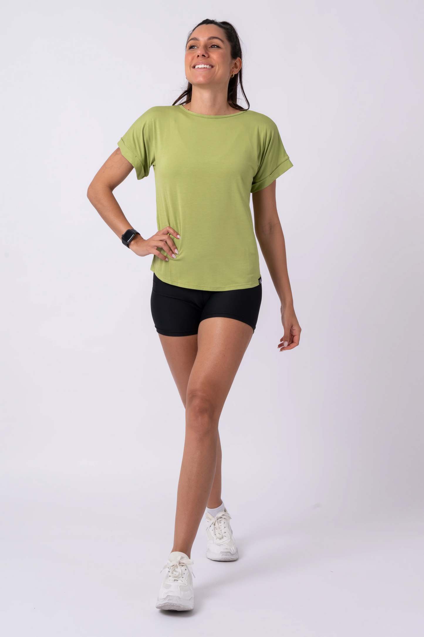 Avocado Green Slinky To Touch - Cuffed Sleeve Tee