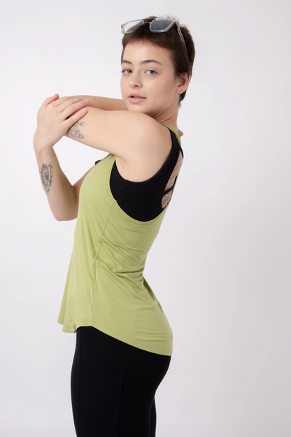 Avocado Green Slinky To Touch - Racer Back Tank Top