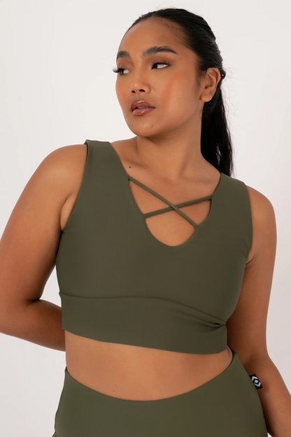 Dark Khaki Performance - Reversible Comfort Crop Top