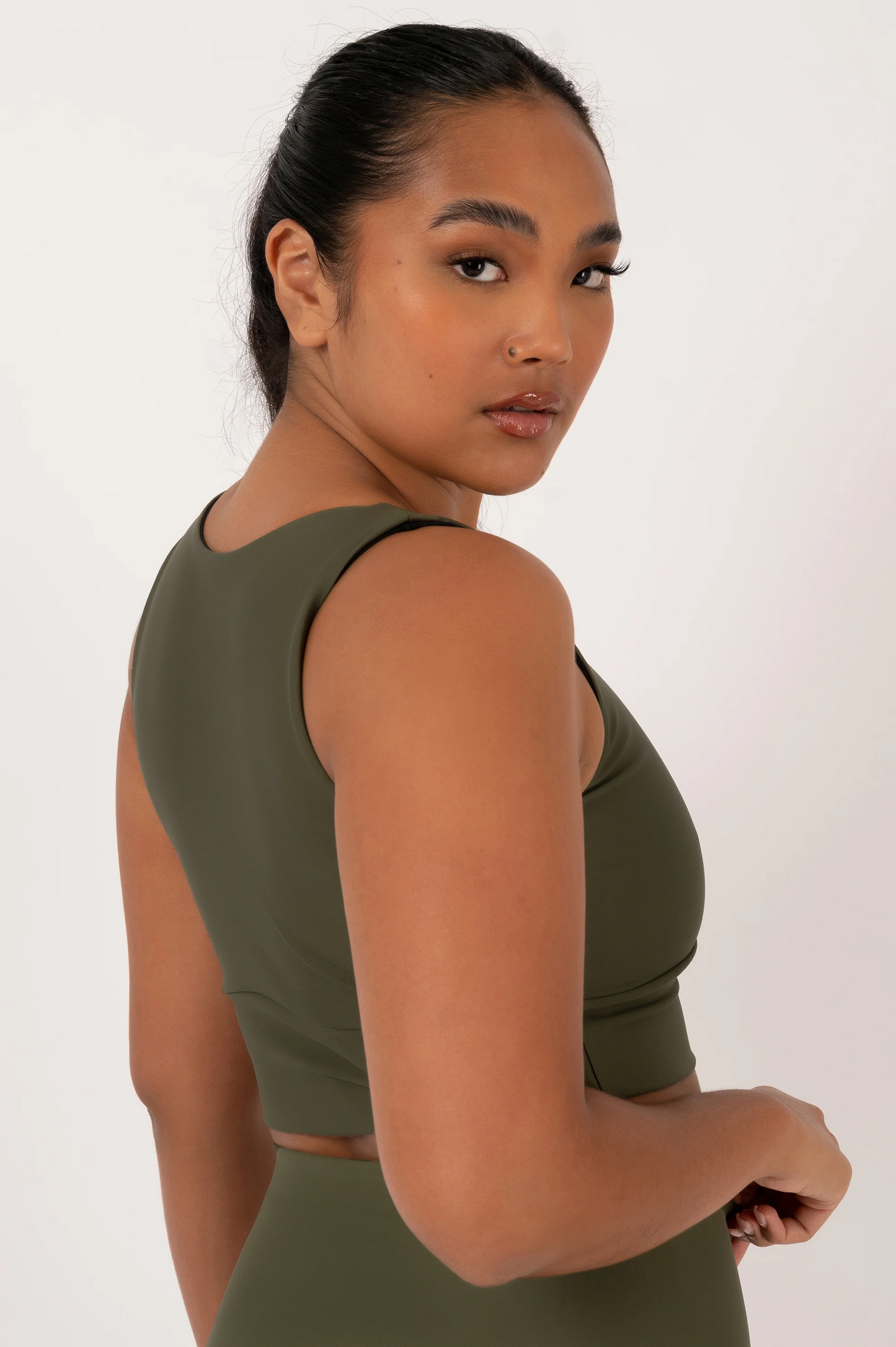 Dark Khaki Performance - Reversible Comfort Crop Top