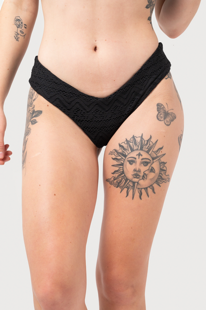 Black Bohemian Lace - Cheeky Cut Bikini Bottoms