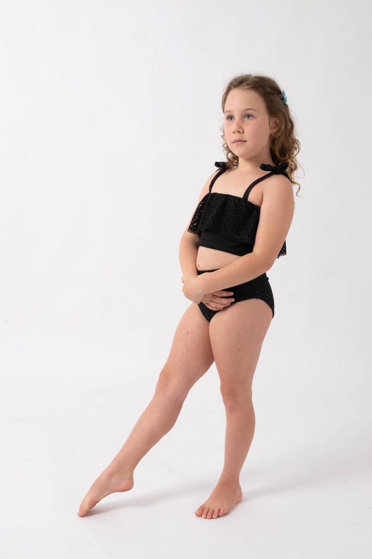 Black Bohemian Lace - Kids Bikini Bottom