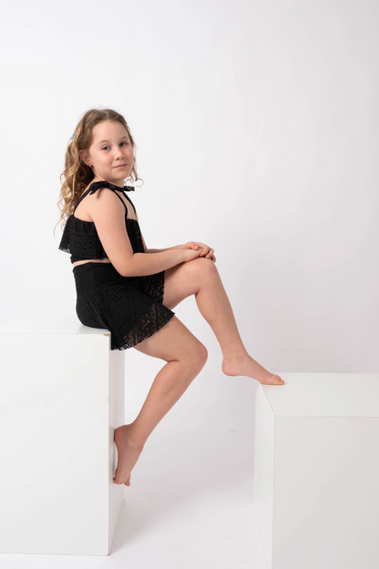 Black Bohemian Lace - Kids Simple Skort