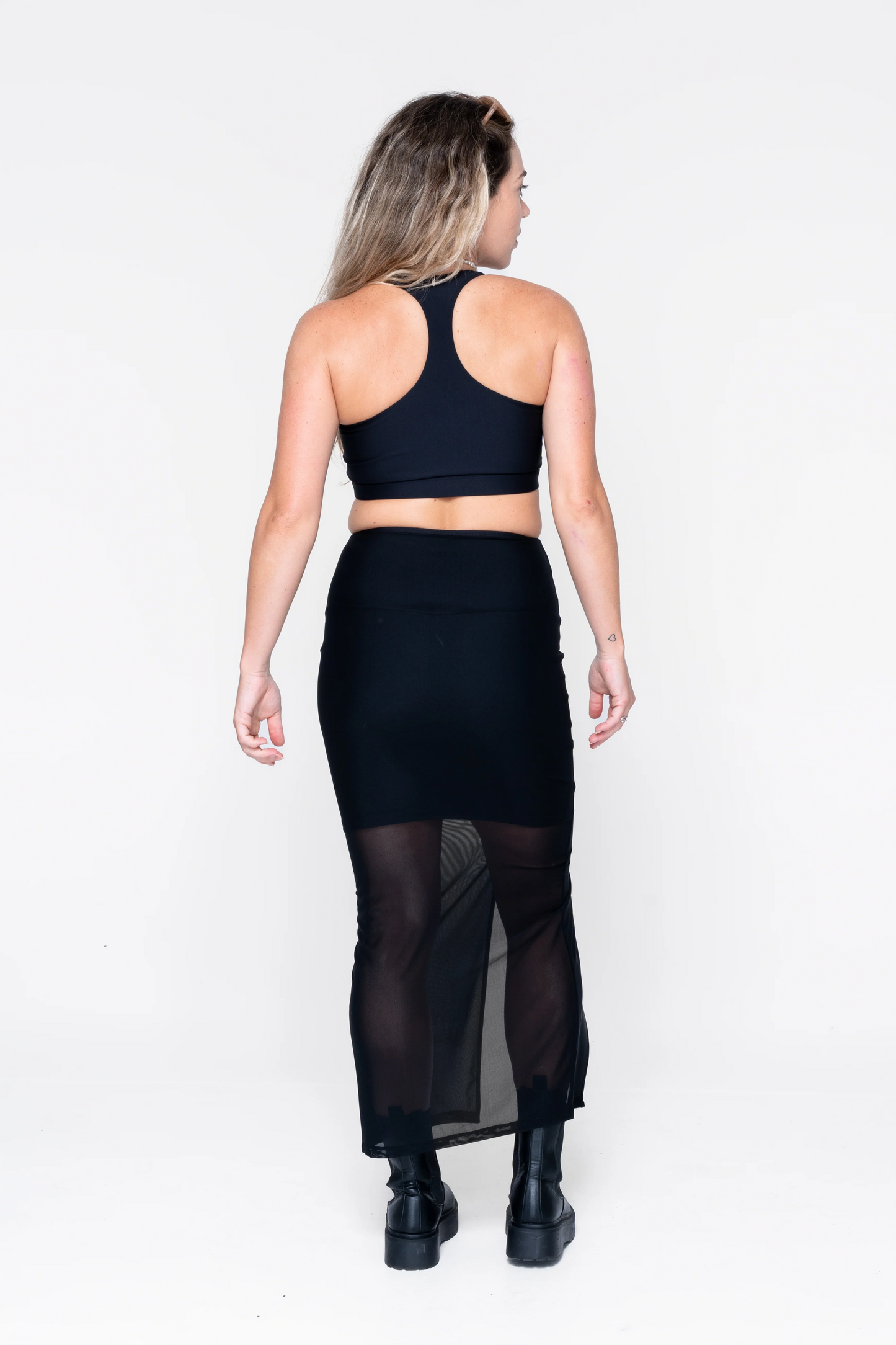 Black Net - Midi Skirt W/ Side Split