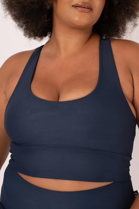 Dark Navy Performance - T Back Comfort Crop Top