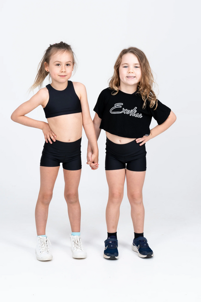 Black Slinky To Touch - Kids Exotica Cropped Tee