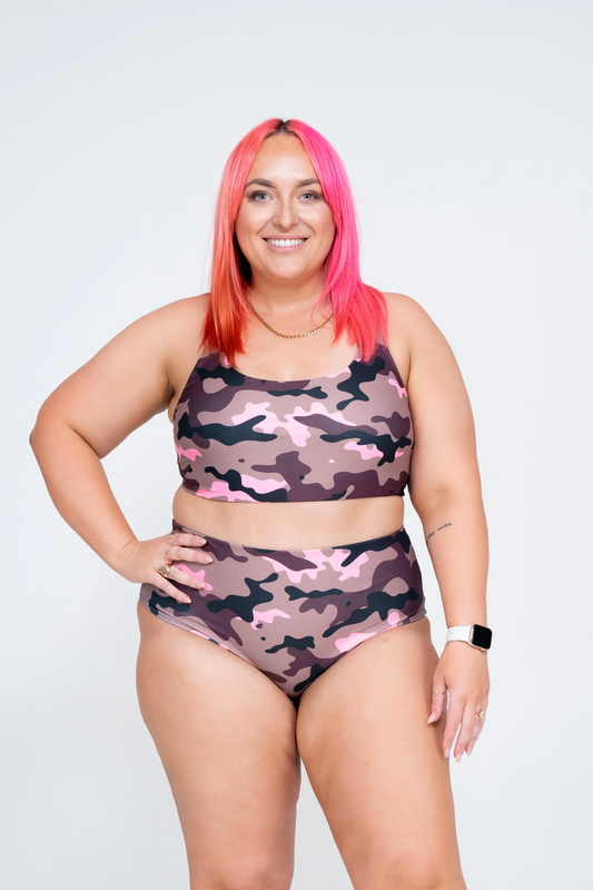 Camo Crush Pink Performance - Cross Over Bikini Top