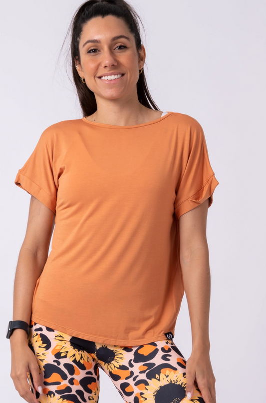 Caramel Slinky To Touch - Cuffed Sleeve Tee