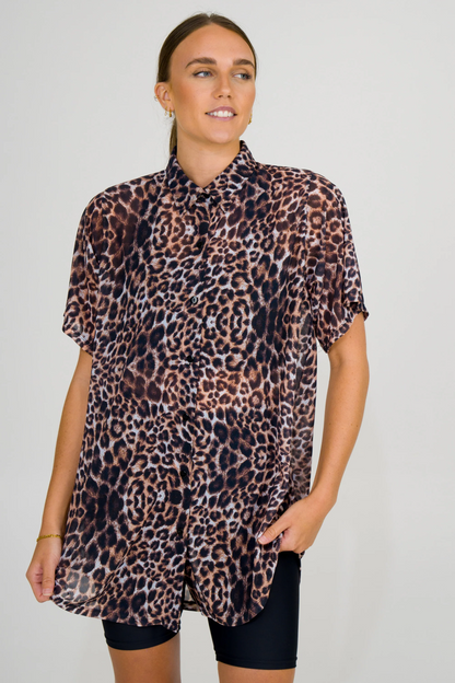 Cave Girl Net - Button Up Boyfriend Tee