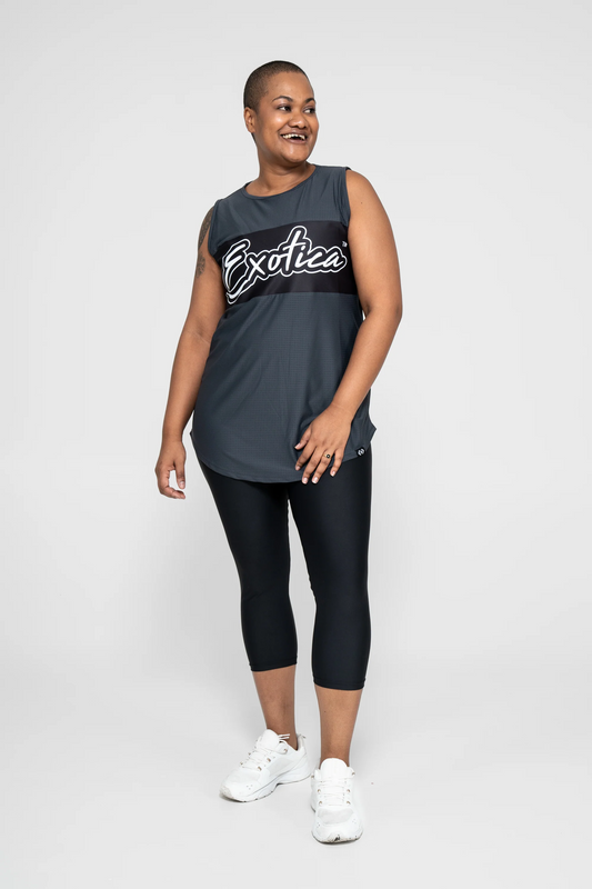 Charcoal Bball Mesh - Sleeveless Exotica Boyfriend Tee