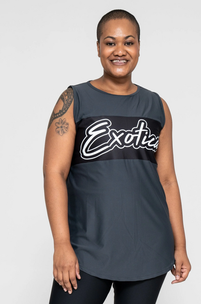 Charcoal Bball Mesh - Sleeveless Exotica Boyfriend Tee