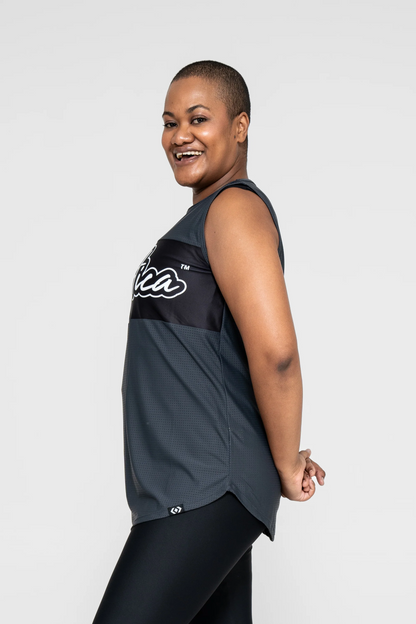 Charcoal Bball Mesh - Sleeveless Exotica Boyfriend Tee