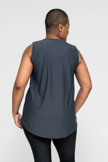 Charcoal Bball Mesh - Sleeveless Exotica Boyfriend Tee