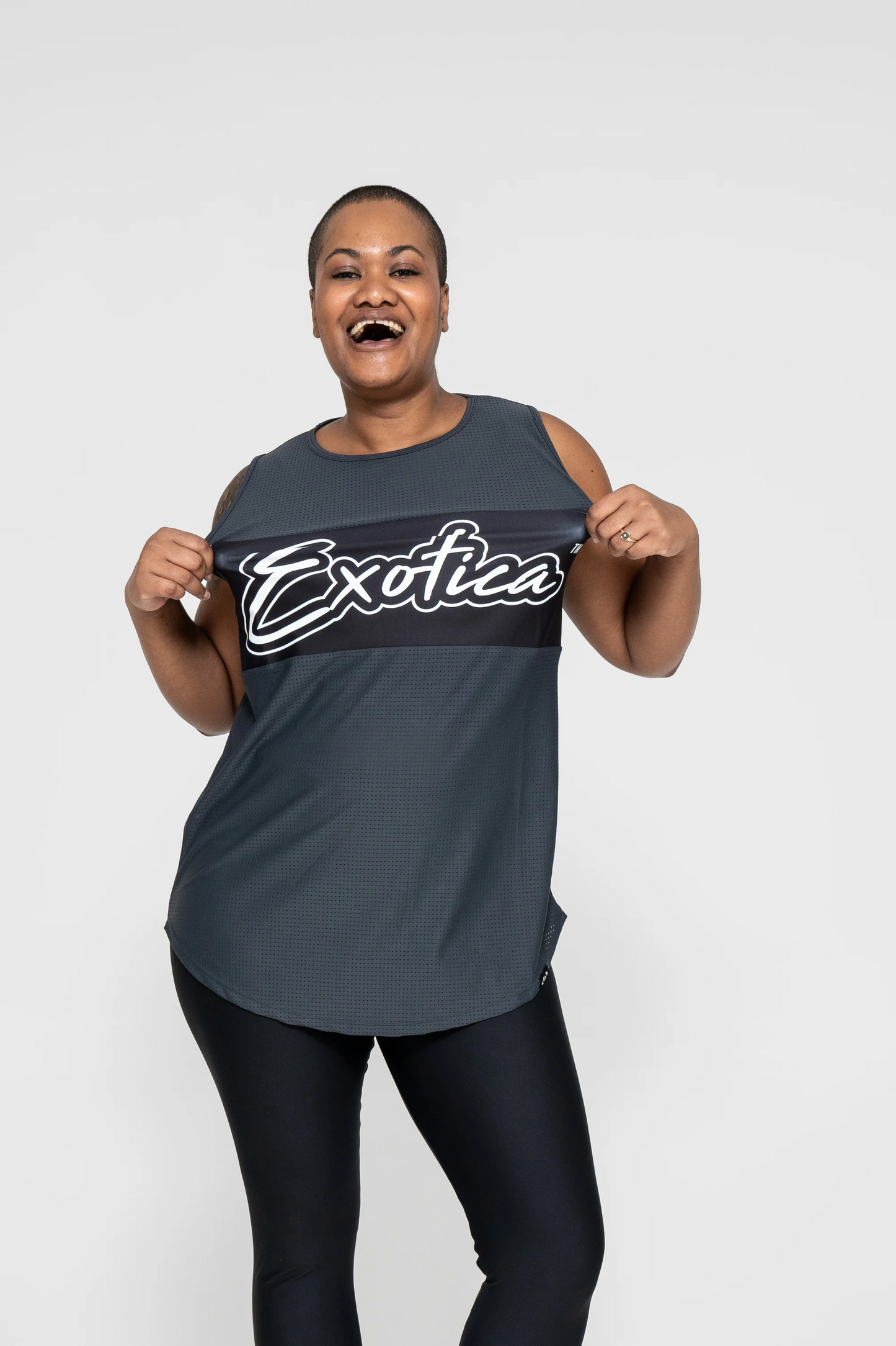 Charcoal Bball Mesh - Sleeveless Exotica Boyfriend Tee