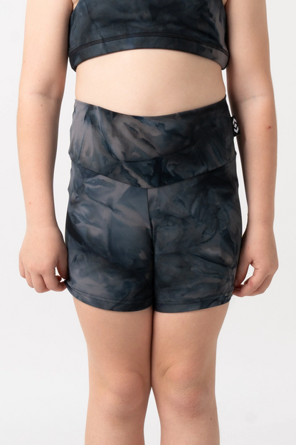 Dark and Moody Tie Dye Body Contouring - Kids Booty Shorts