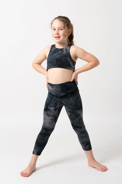 Dark and Moody Tie Dye Body Contouring - Kids Capris