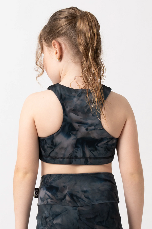 Dark and Moody Tie Dye Body Contouring - Kids Crop Top