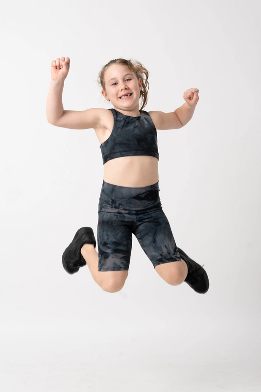 Dark and Moody Tie Dye Body Contouring - Kids Long Shorts