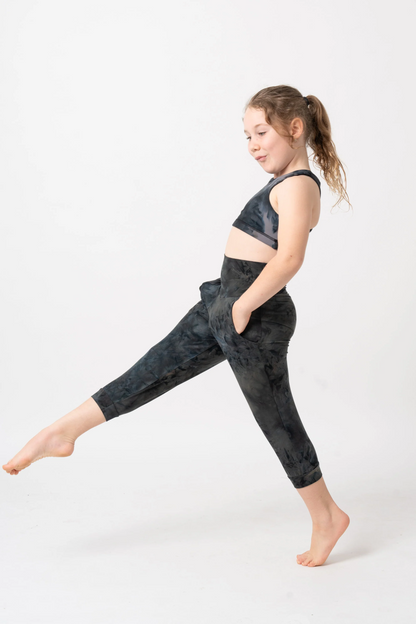 Dark and Moody Tie Dye Soft To Touch - Kids Jogger Capris