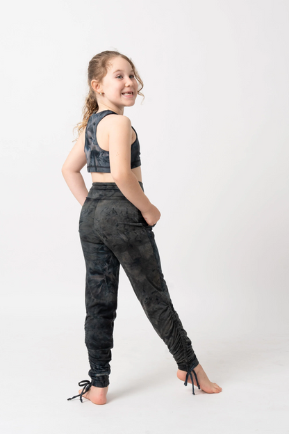 Dark and Moody Tie Dye Soft To Touch - Kids Jogger Long Tie Sides W/ Pockets