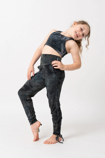 Dark and Moody Tie Dye Soft To Touch - Kids Jogger Long Tie Sides W/ Pockets