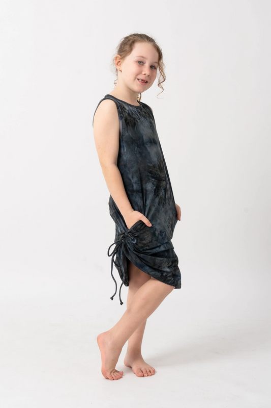 Dark and Moody Tie Dye Soft To Touch - Kids Lazy Girl Dress Tank