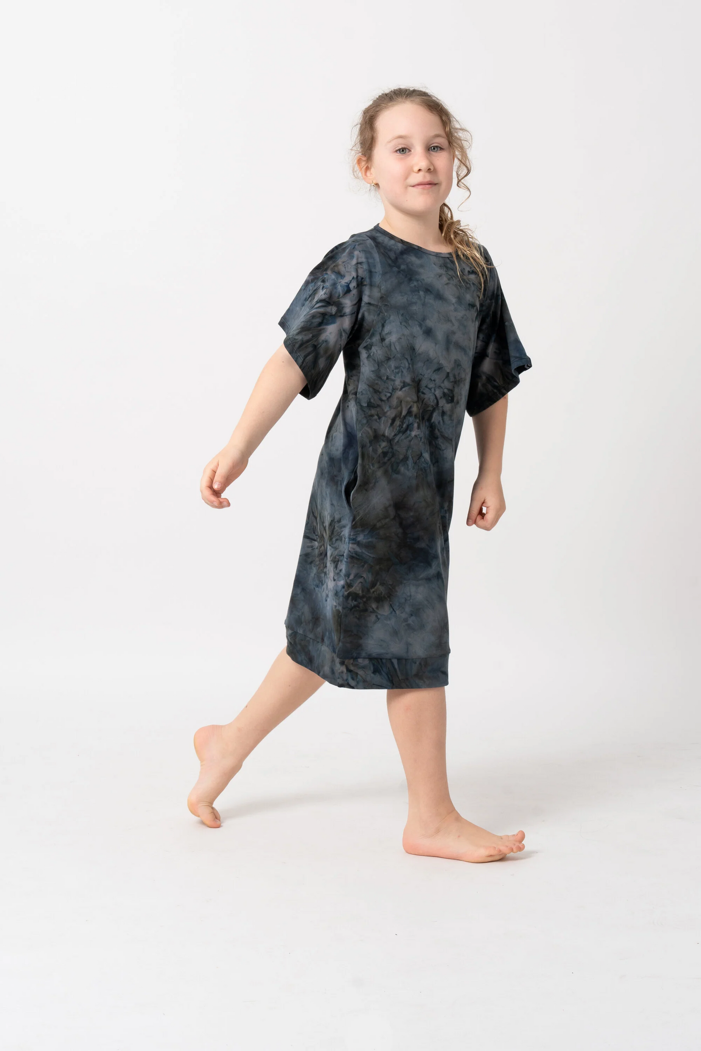 Dark and Moody Tie Dye Soft To Touch - Kids Lazy Girl Dress Tee