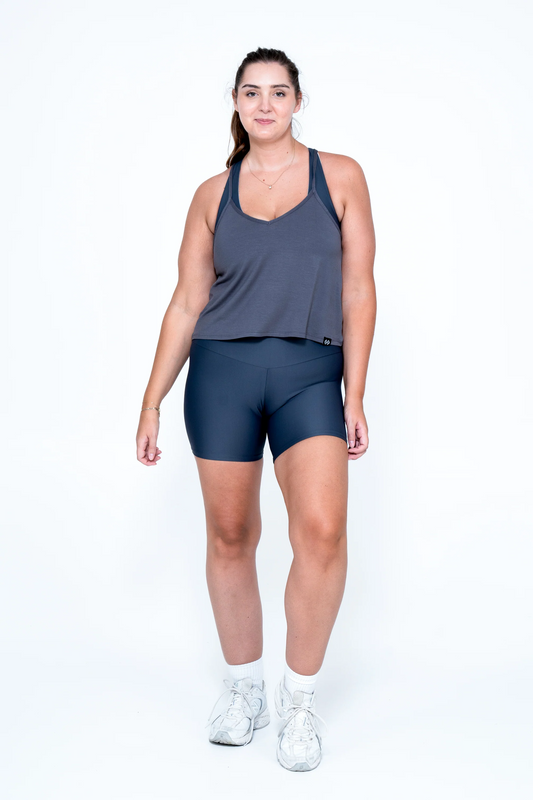 Dark Charcoal Slinky To Touch - Cropped Singlet