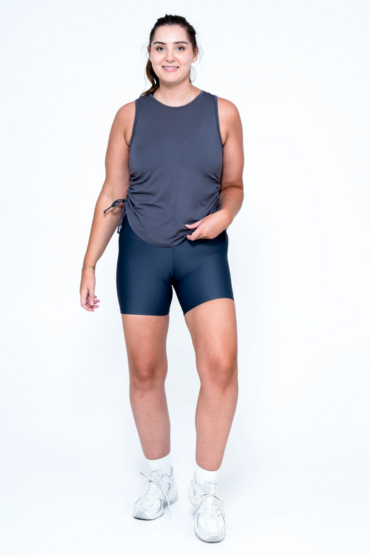 Dark Charcoal Slinky To Touch - Muscle Back Tank W/ Cinched Sides