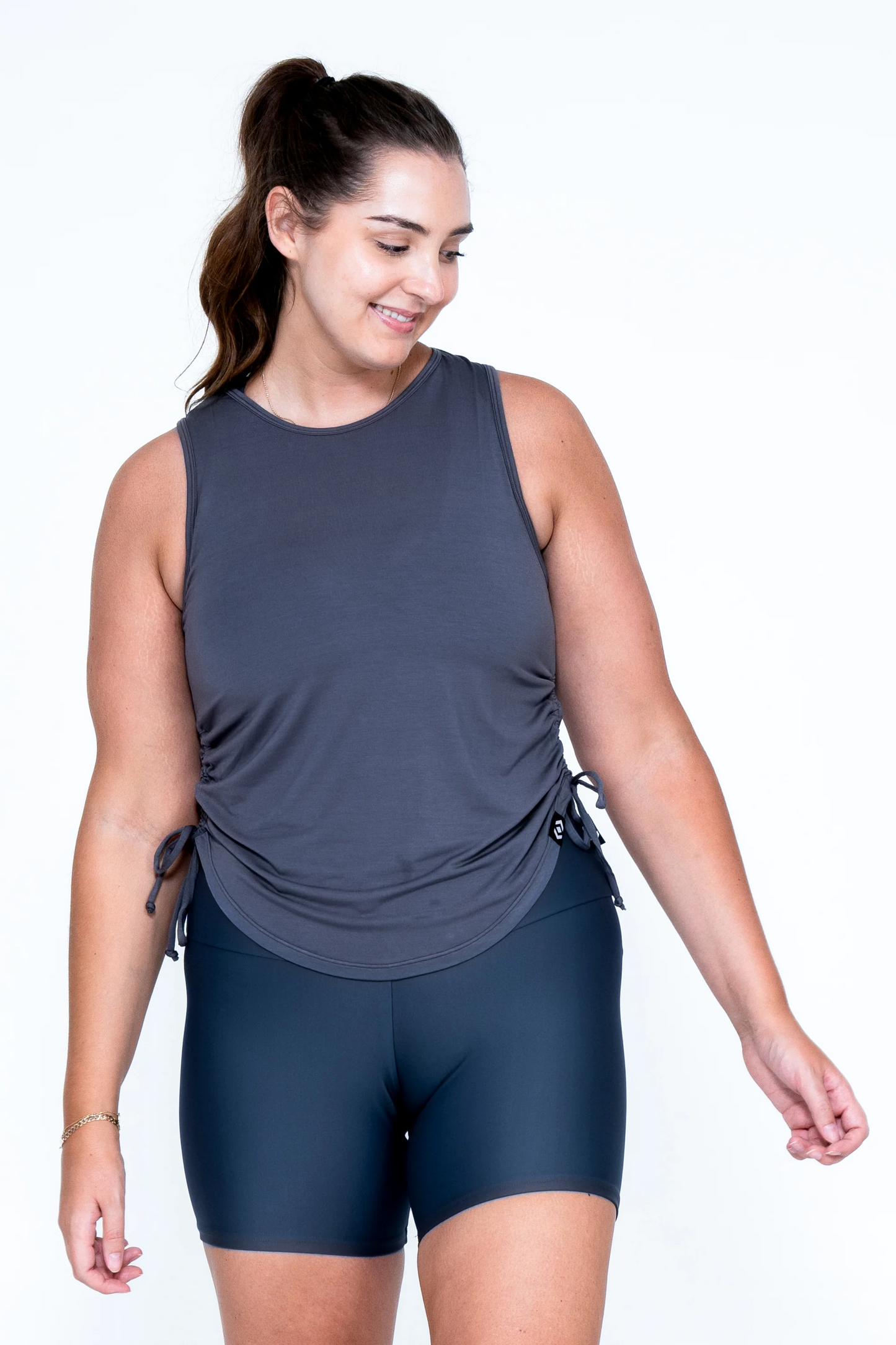 Dark Charcoal Slinky To Touch - Muscle Back Tank W/ Cinched Sides