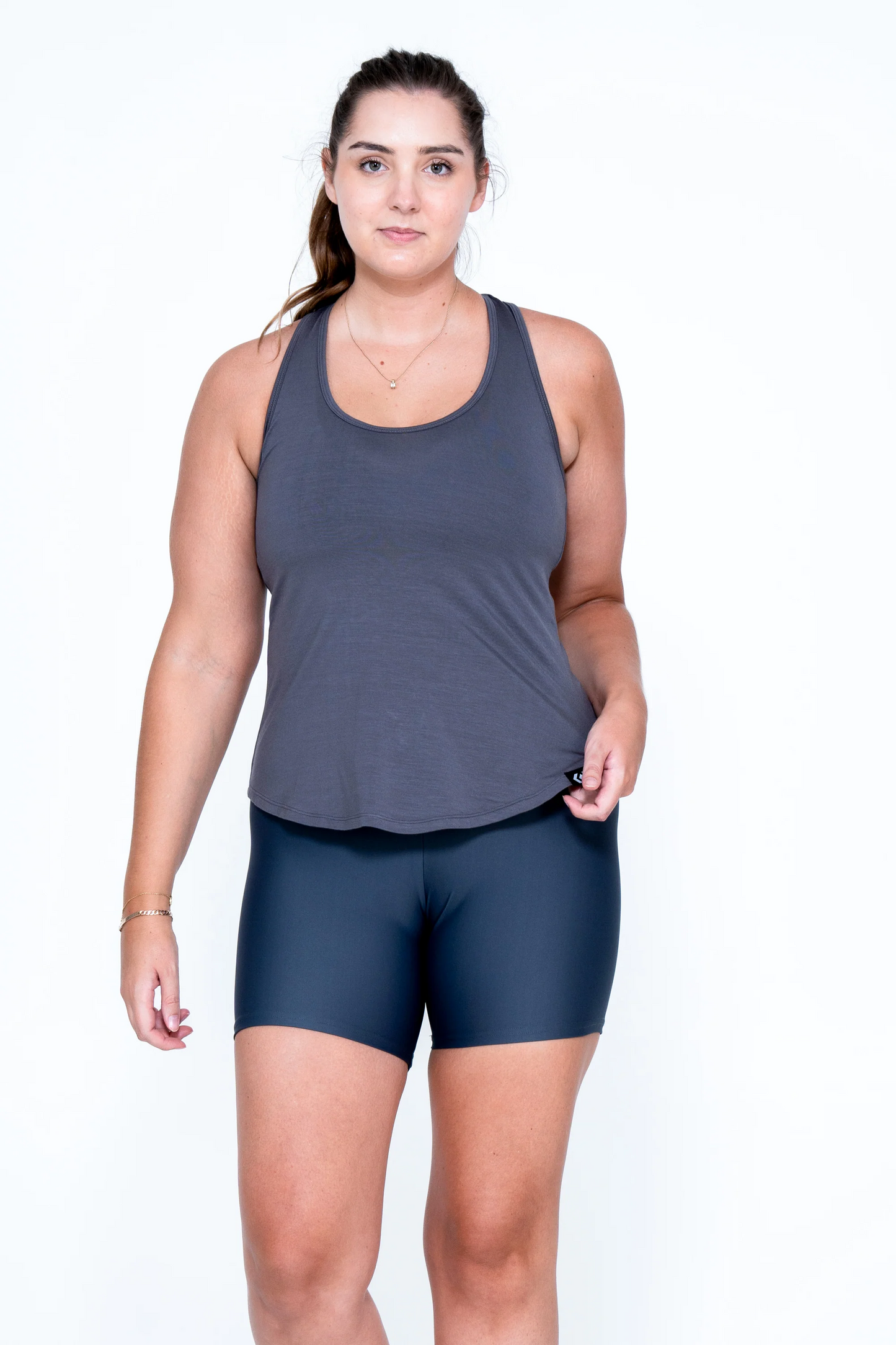 Dark Charcoal Slinky To Touch - Racer Back Tank Top