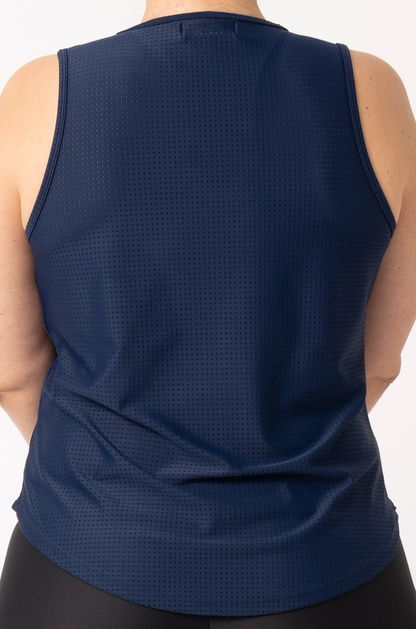 Dark Navy Bball Mesh - Muscle Back Tank