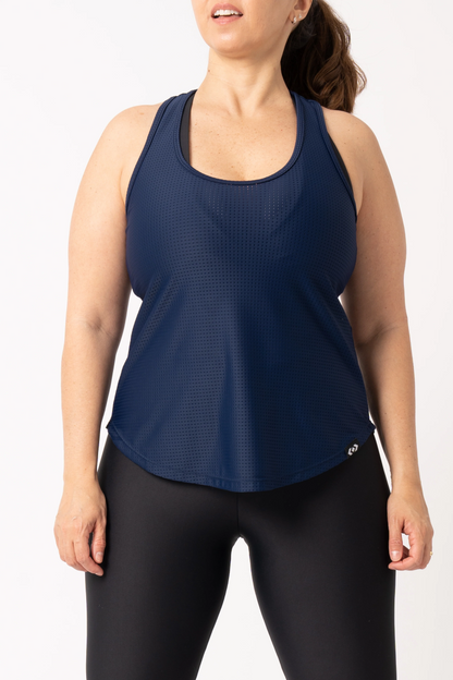 Dark Navy Bball Mesh - Racer Back Tank Top