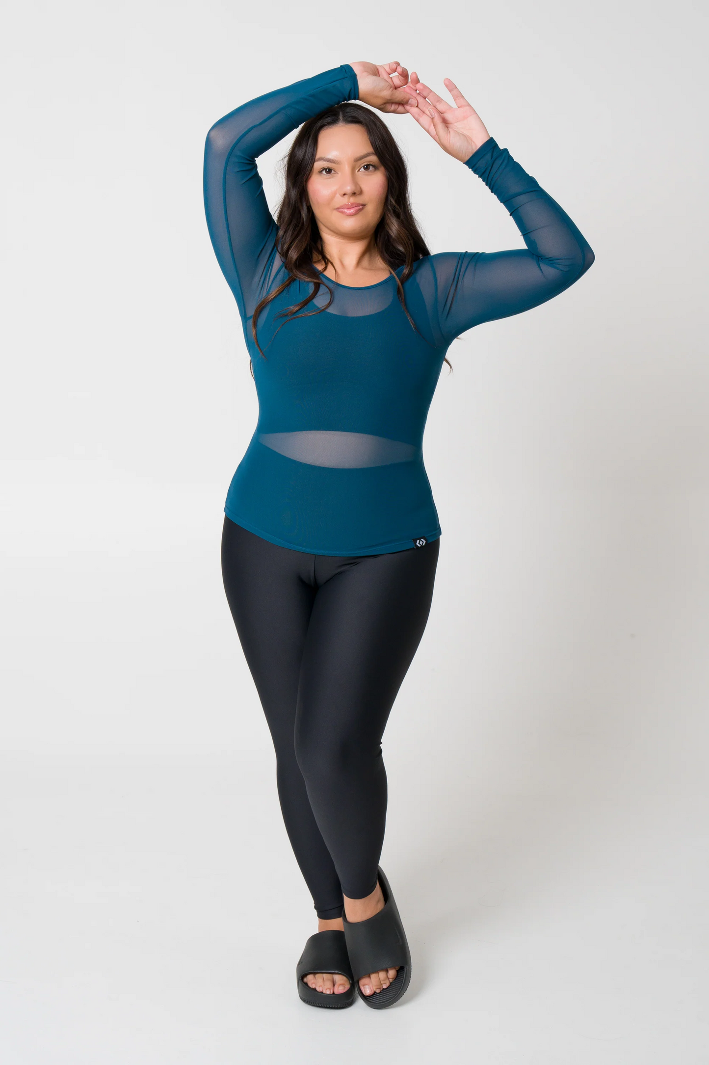 Dark Teal Net - Fitted Long Sleeve Tee