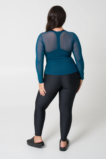 Dark Teal Net - Fitted Long Sleeve Tee