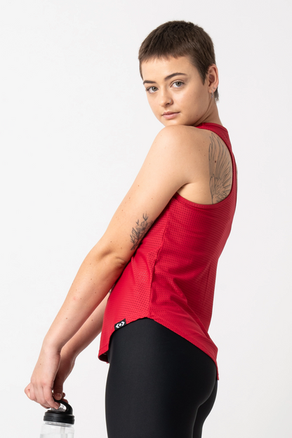 Red Bball Mesh - Racer Back Tank Top