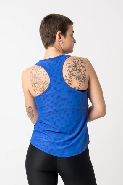 Iris Blue Bball Mesh - Racer Back Tank Top