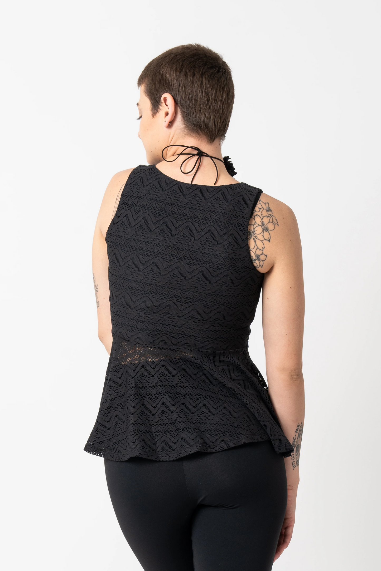 Black Bohemian Lace - Reversible Peplum Top