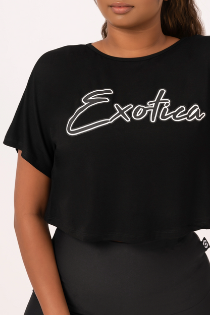 Black Slinky To Touch - Exotica Cropped Tee