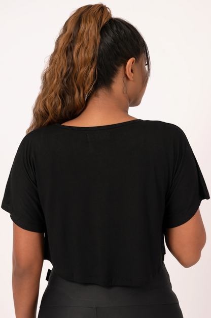 Black Slinky To Touch - Exotica Cropped Tee