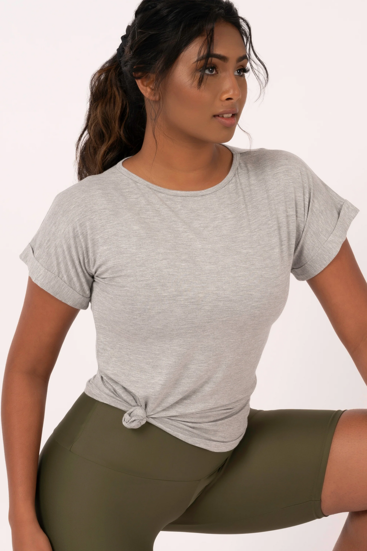 Heather Grey Slinky To Touch - Cuffed Sleeve Tee