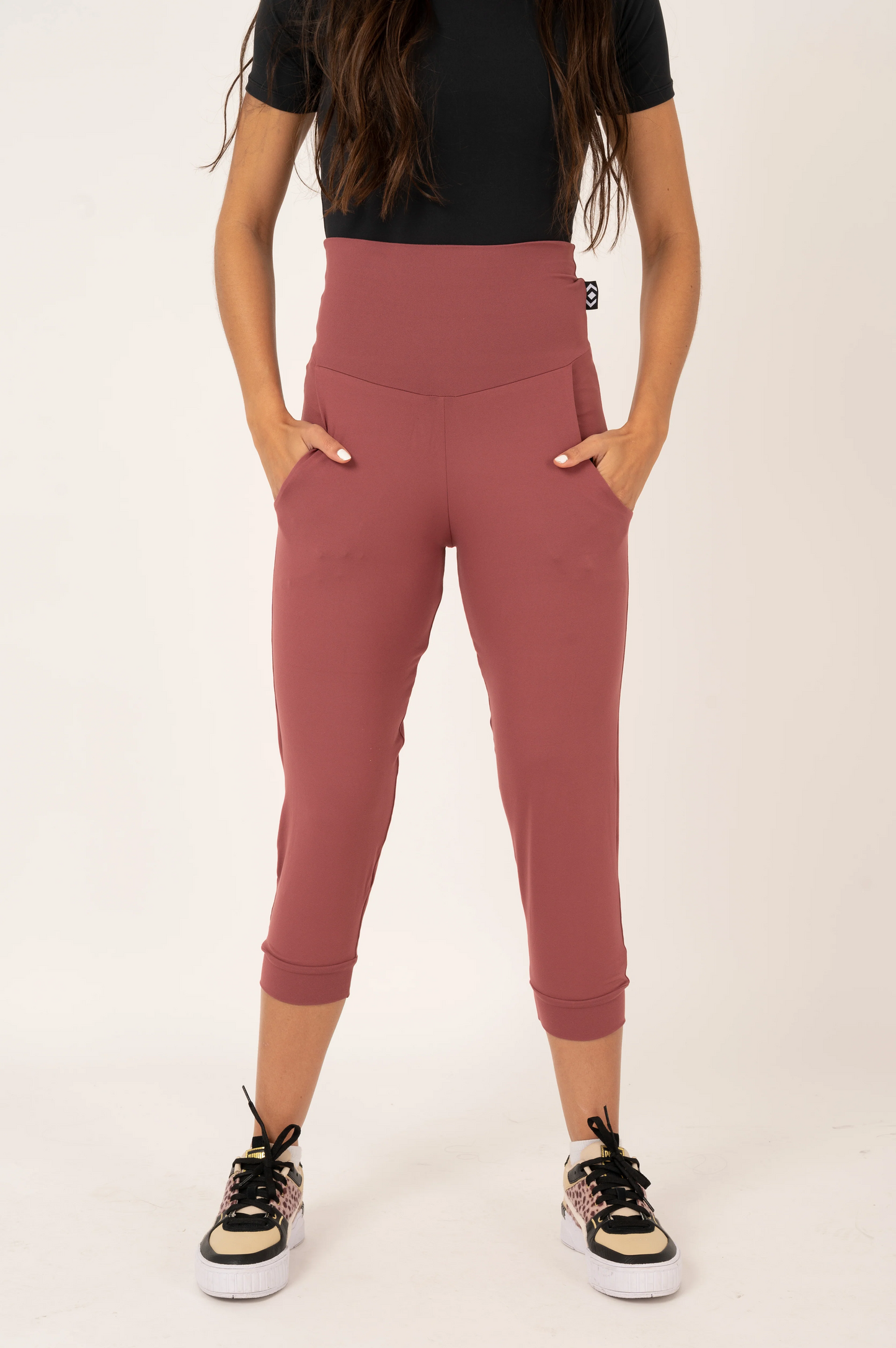 Dark Blush Soft To Touch - Jogger Capris W/ Pockets