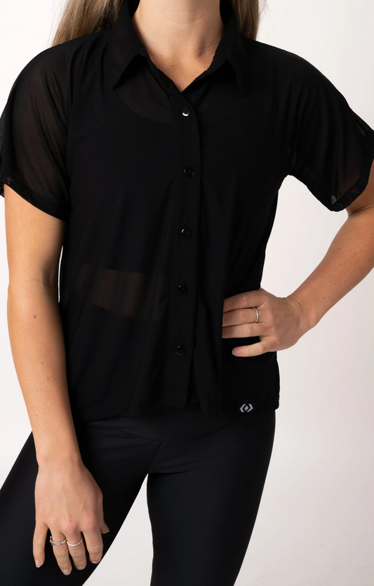 Black Net - Button Up Tee