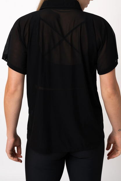 Black Net - Button Up Tee