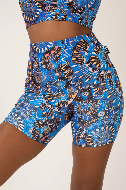 Sundial Me Up Blue Performance - Extra High Waisted Booty Shorts